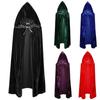Adult Halloween Velvet Cloak Cape Hooded Medieval Costume Witch Wicca Vampire Halloween Costume Dress Coats 7 Colors