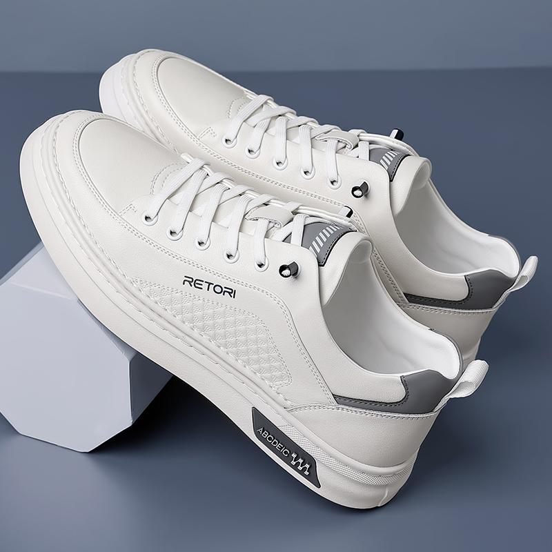 Fashion Casual Leather Men Casual Shoes Lightweight Lace-Up Sneakers Breathable Sports Shoes New Design Skateboard Footwear Treking Shoe