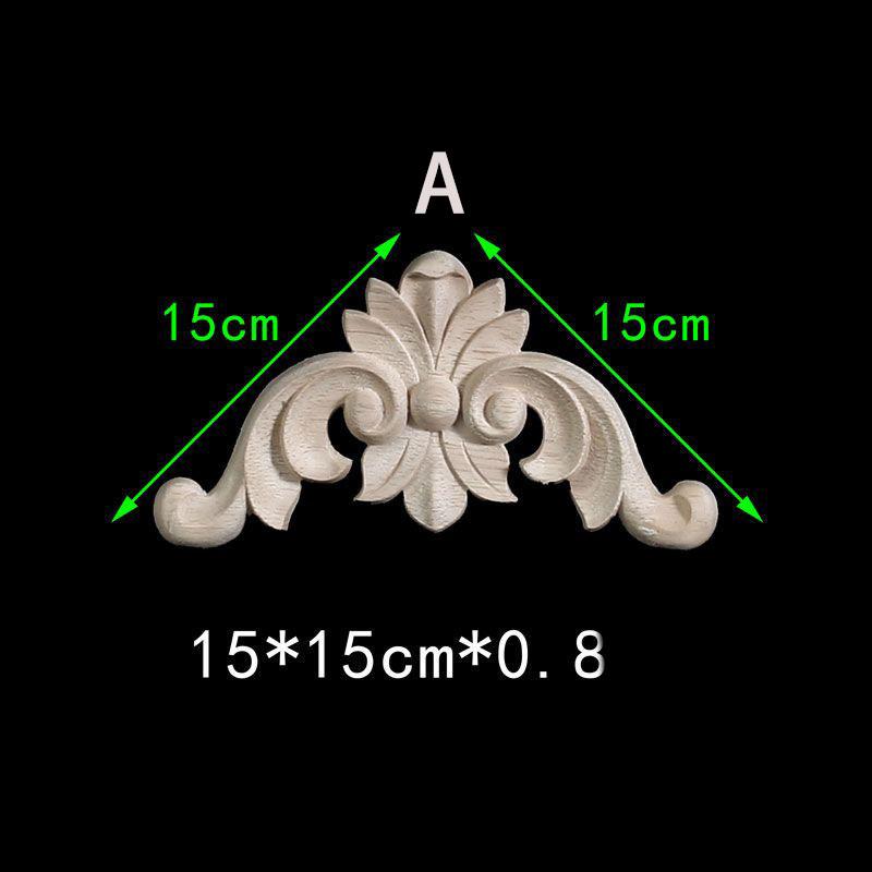 Unpainted Wood Carved Decal Corner Onlay Floral Appliques for Furniture Home Decoration Accessories Figurines for Decor Flowers