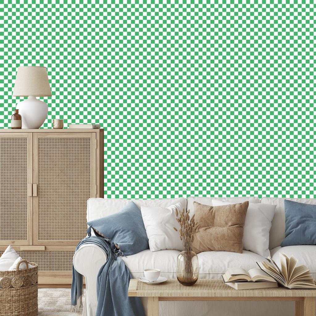 Mint Checkerboard Wallpaper for Living Room and Bedroom 50x1000