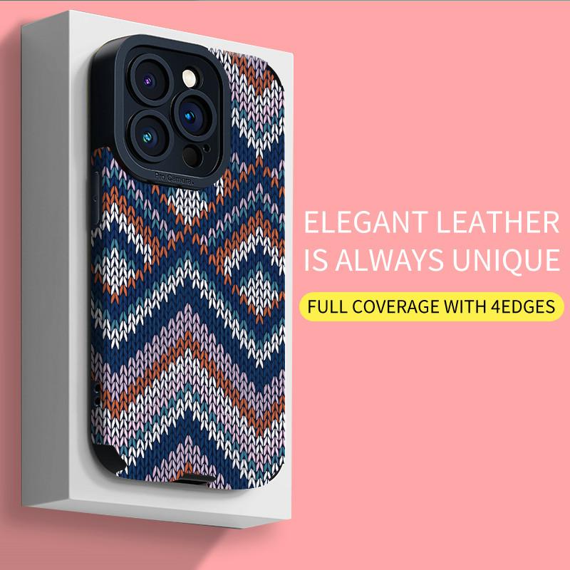 Vertical Grain Leather Fashion Soft Silicone Phone Case Back Cover with Camera Lens Full Protection for iPhone