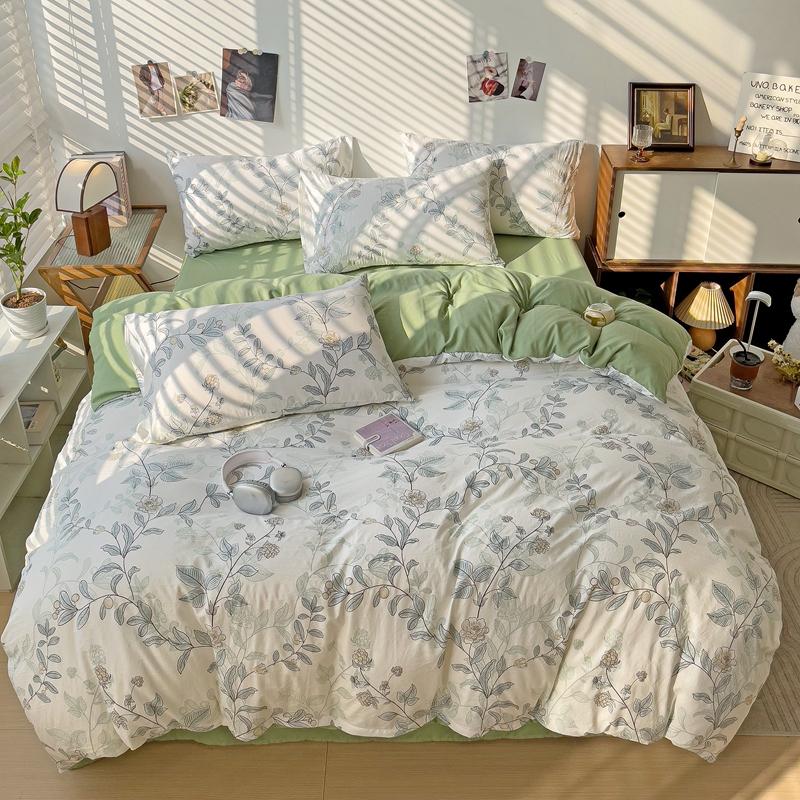 Милый мультяшный комплект пододеяльника с медведем для девочек, декор детской комнаты, кавайный клубничный комплект постельного белья из стираного хлопка, 3/4 предмета