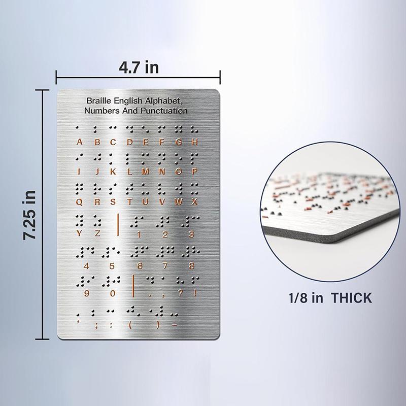 Braille Alphabet And Numbers Learning Tool - Durable Metal Tactile Bump Reading Floor-Mounted Eco-Friendly Lightweight