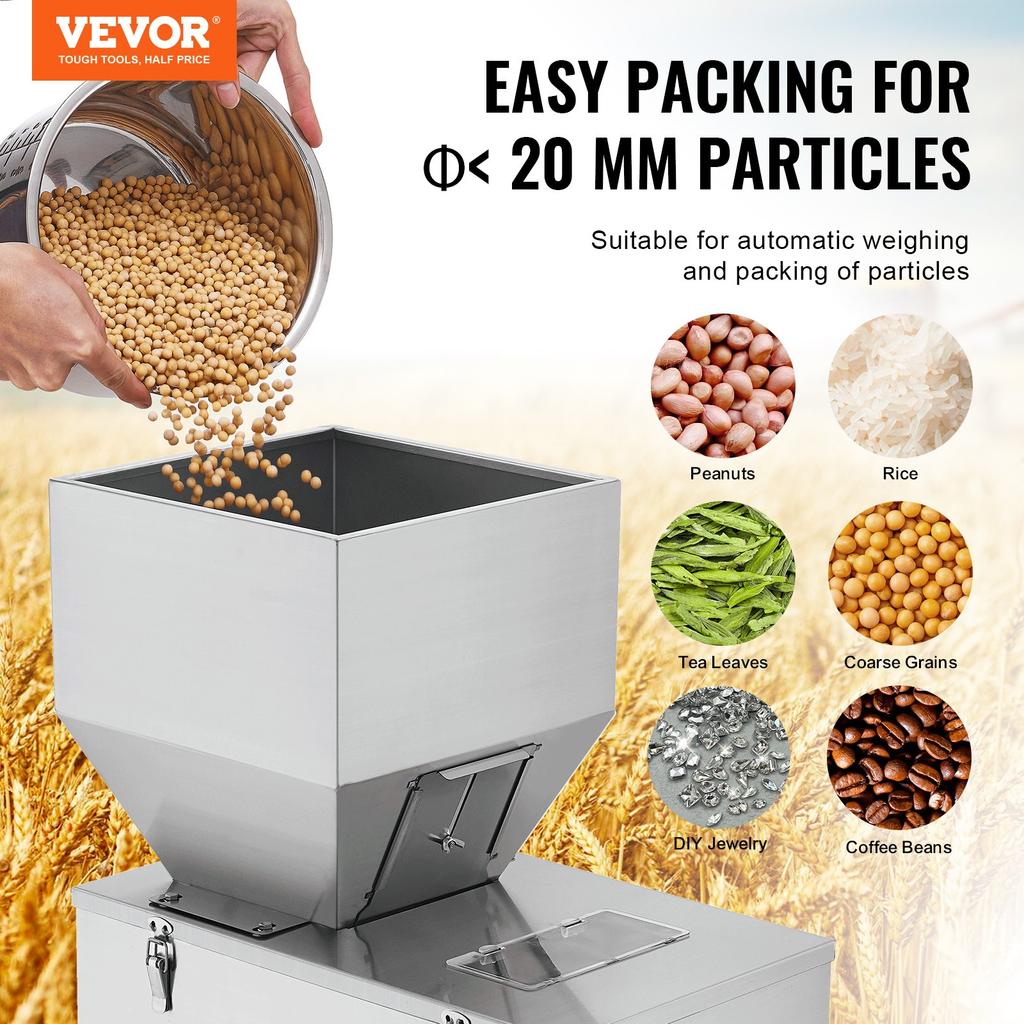 VEVOR Particle Filling Machine, 0.022-2.2 lbs/10-1000g, Automatic Filler Machine with Foot Pedal, Stainless Steel Weighing Filling Machine