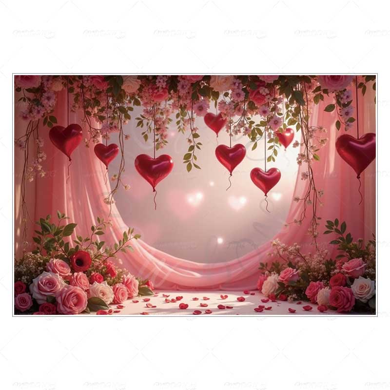 MOON.QG Valentine's Day Decoration Photo Background Candy Shop Teddy Bear Rose Soad Backdrops For Photography Studio Photozone