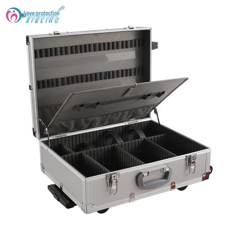 Aibeihu Professional Aluminum Alloy Empty First Aid Case with Pull Rod
