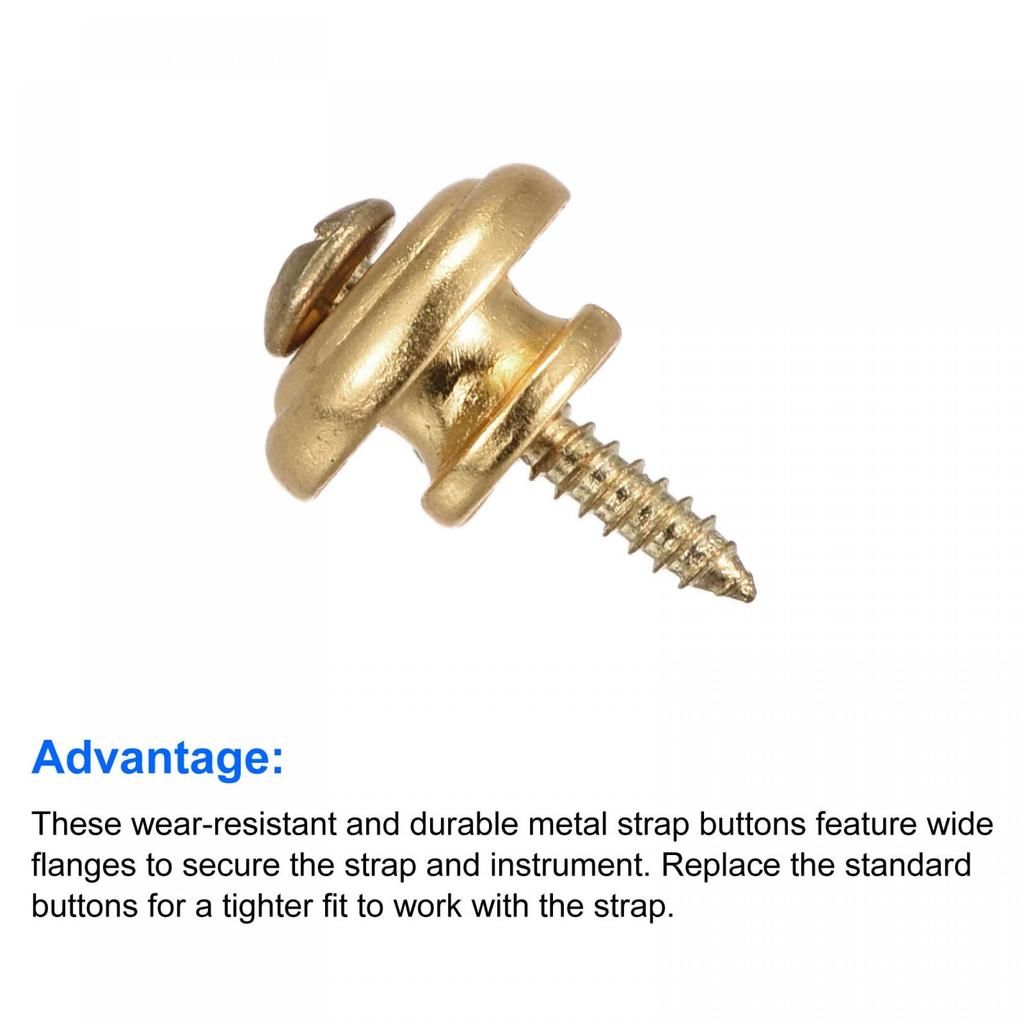 Uxcell Guitar Strap Button Buckle Peg Lock Button Metal End Pin Gold Tone Felt Gasket for Guitar Bass 6 Sets