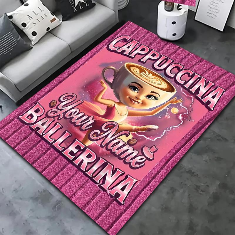 Ballerina Cappuccino Theme Custom Name Carpet Rug For Living Room Bedroom Home Sofa Decoration Kids Play Nonslip Floor Mat