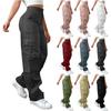 Womens Elastic High Waisted Cargo Pants Stretch Casual Wide Leg Streetwear Parachute Hiking Pants With Pockets