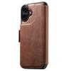 SUTENI Q-07 For iPhone 16 Case Magnetic Color Splicing Cowhide Texture Leather Cover
