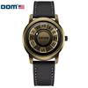 DOM 1345 Men Quartz Watch Black Creative Retro Bronze Scrolling Iron Ball Magnetic Pointer Waterproof Watches for Male Gift