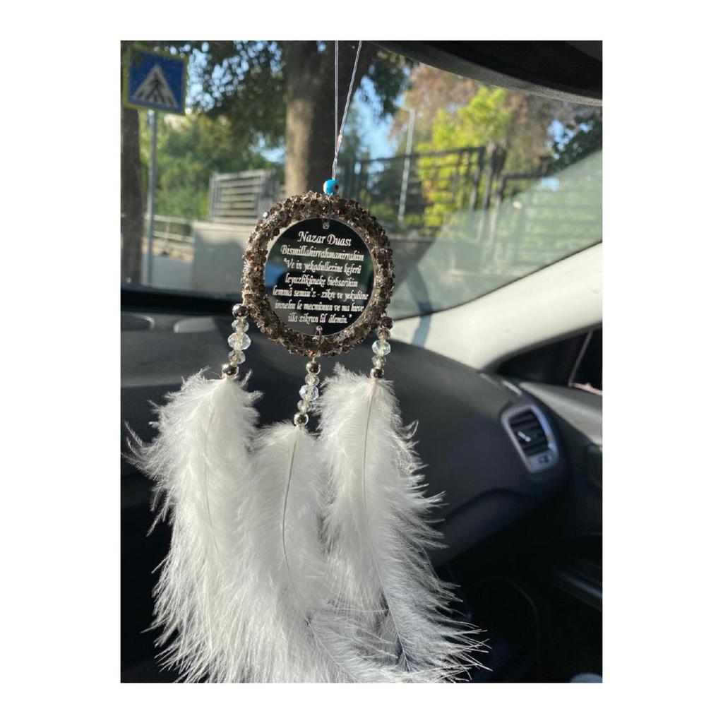 Handmade Dream Catcher Gift Evil Eye Prayer Mirrored Car Rear View Mirror Ornament New