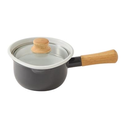 [Эксклюзивно для Amazon.co.jp] Эмалированная кастрюля Fuji со стеклянной крышкой-дуршлагом, Маленькая кастрюля, Компактная кастрюля, Кастрюля с одной ручкой, Темно-серый