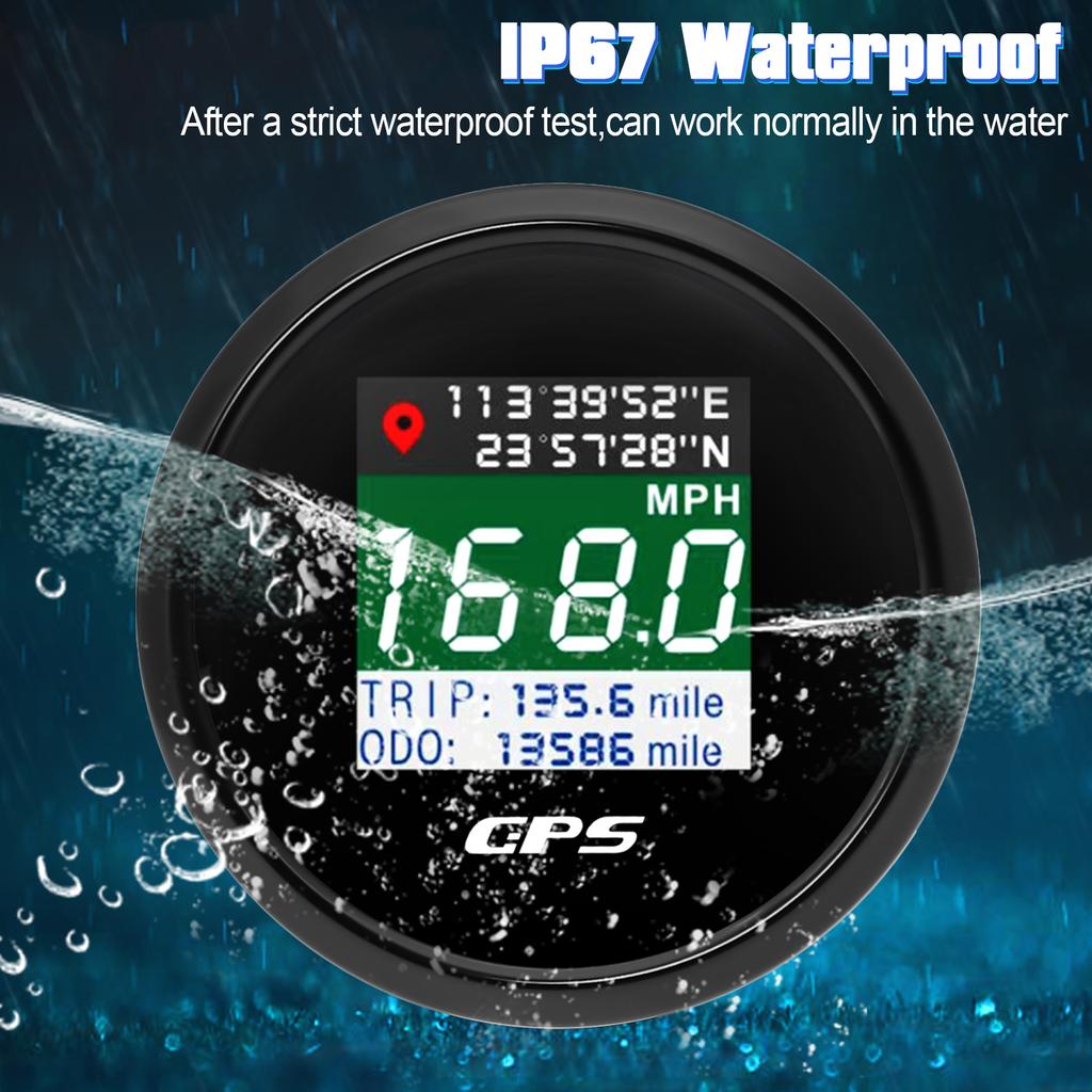AD New 52mm/85mm TFT Screen Speed Gauge Digital GPS Speedometer Mph Knot Km/h GPS Antenna For Motorcycle Marine Boat Car 12V 24V