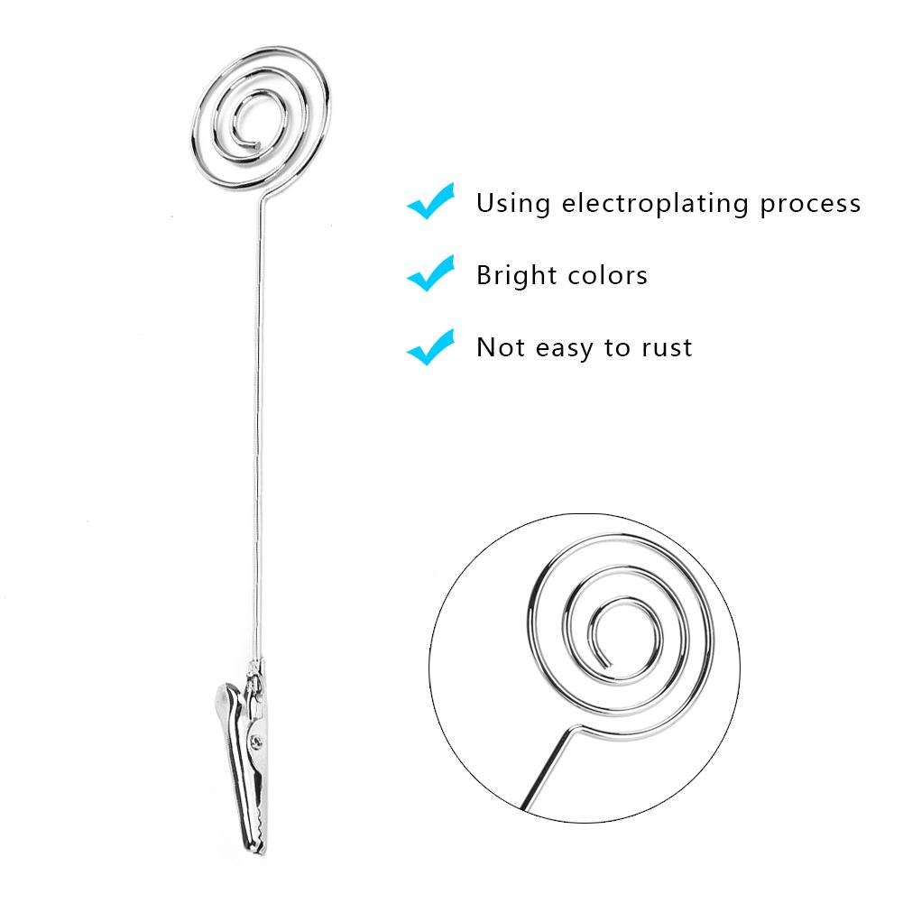 10 шт. Настольные зажимы для заметок Настольный металлический держатель для визиток Серебристый круглый для фото/сообщений
