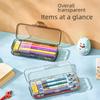 Прозрачный двухслойный пенал большой вместимости: Портативное, Многофункциональное Хранение Канцелярских Принадлежностей для Студентов