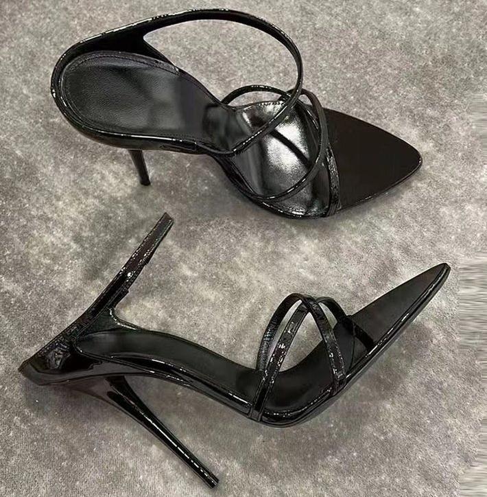 Сандалии на высоком каблуке Летняя женская обувь Прозрачные каблуки Роскошные стразы Ремешок Slingbacks Женские сексуальные свадебные сандалии