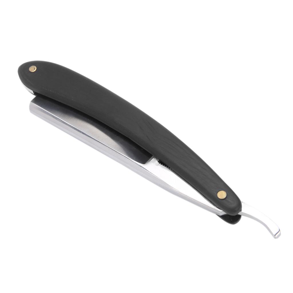 Folding Shaving Knife Rack Men Manual Shaving Blade Holder with PU Leather Storage BagBrown