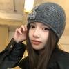 Korean Style Knitted Woolen Hat Elastic Flower Beanie Hat Versatile Winter Warm Hat  Cold Weather