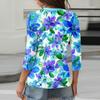 3/4 Length Sleeve Womens Tops Print Vintage Fashion Casual Loose With V Neck Plus Size Shirts Tops