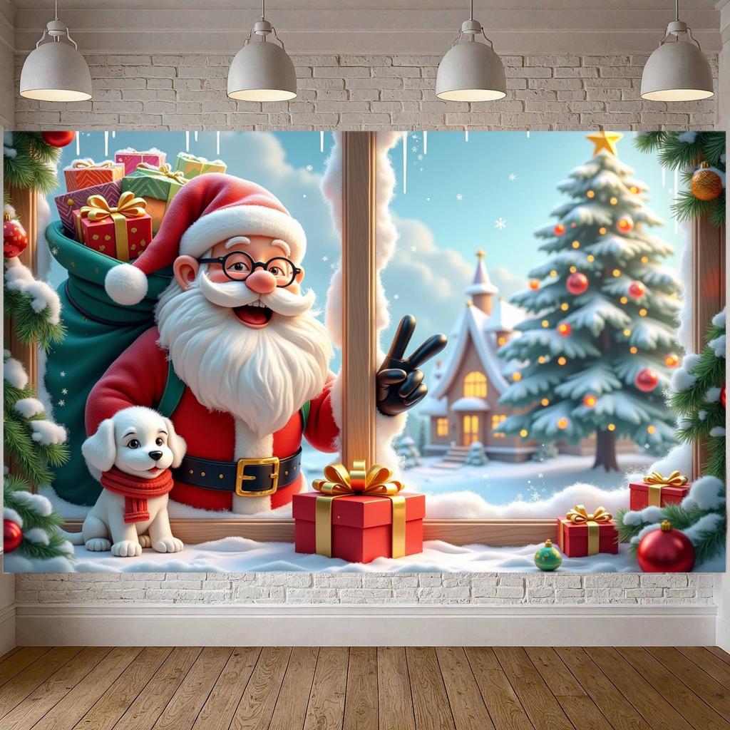 Holiday Banner Festive Theme Winter Banner Xmas Banner Santa Pattern For Photo Backdrop Xmas Event Christmas Party