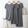 Women's Summer Solid Color Loose Slimming Modal Mid-Length Dress with Round Neck and Short Sleeves