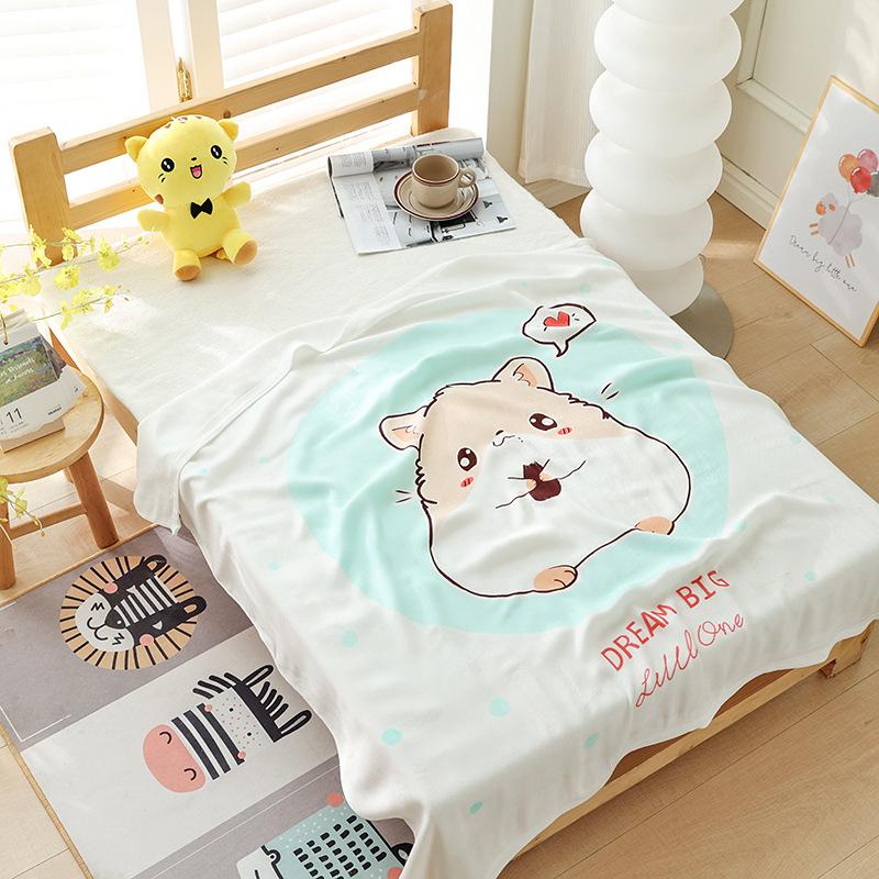 Double-layer Bamboo Cotton Infant Blanket, Children's Quilt, Thin Air-conditioning Summer Cool Quilt, Baby Bamboo Fiber Ice Silk Blanket