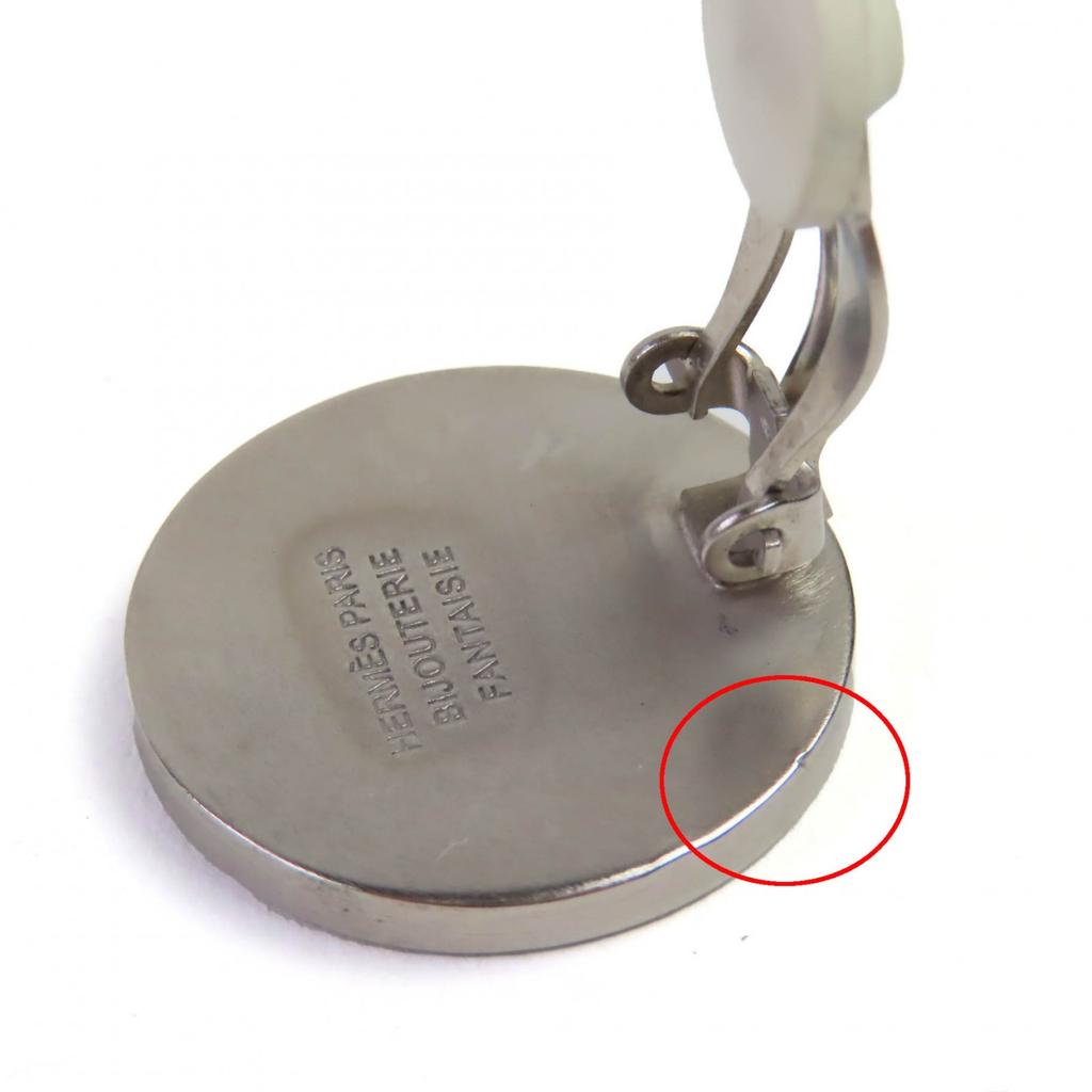 Excellent HERMES Earring Serie Crude Cell Shell Binaural Accessory Silver  Used