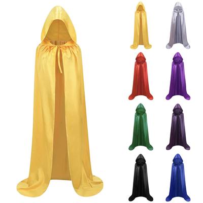 Плащ на Хеллоуин с капюшоном и завязками, плащ смерти, черный плащ
