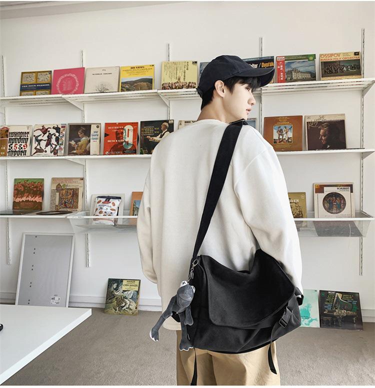 Мужская сумка-мессенджер из холста большой вместимости — повседневный, простой дизайн для студентов и мальчиков