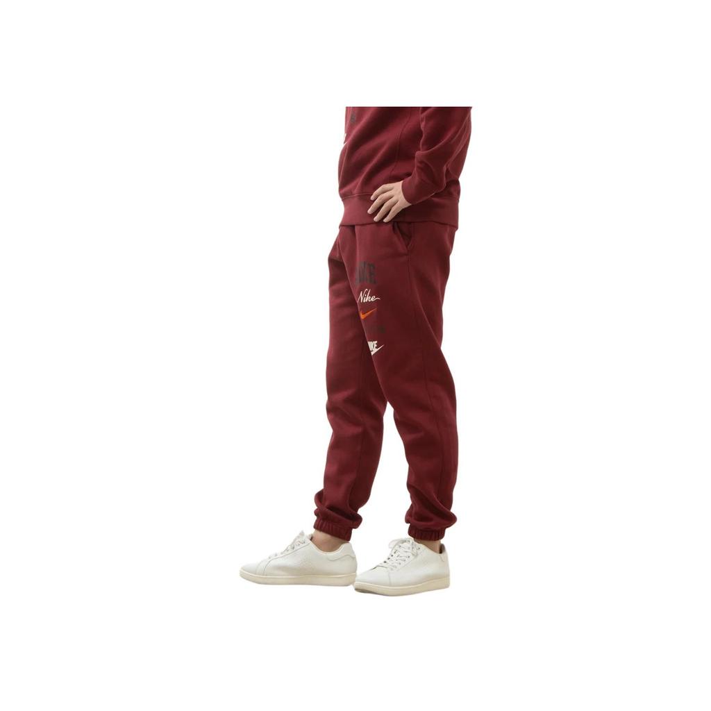 Nike Letter Lace-Up Casual Tapered Knit Sports Pants Men bottoms Burgundy FN2644-677