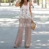 Temu весна и лето новая европейская и американская мода женская одежда цветочный принт без рукавов жилет широкие брюки комплект