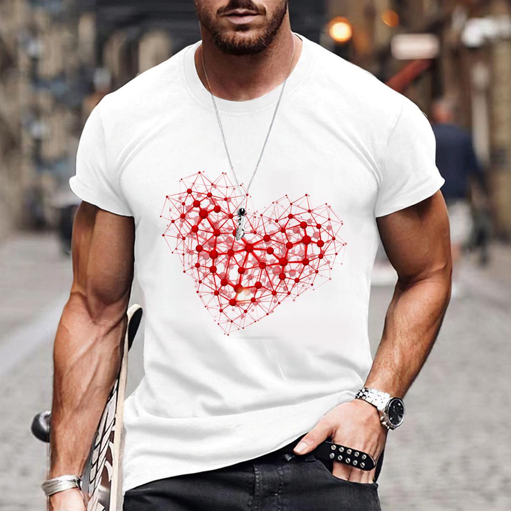 Футболки Lovers Hearr мужские летние футболки мужские уличные футболки с 3D-принтом модные топы с коротким рукавом и круглым вырезом