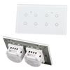 Wi-Fi Smart Touch Switch 8 Gang Закаленное стекло Панель IP44 Smart Light Switch Standard