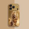 Стеклянный чехол для телефона iPhone 17 11 12 13 14 15 16 Pro Max 15 Plus 17Air 16E с золотым узором льва и золотой металлической краской