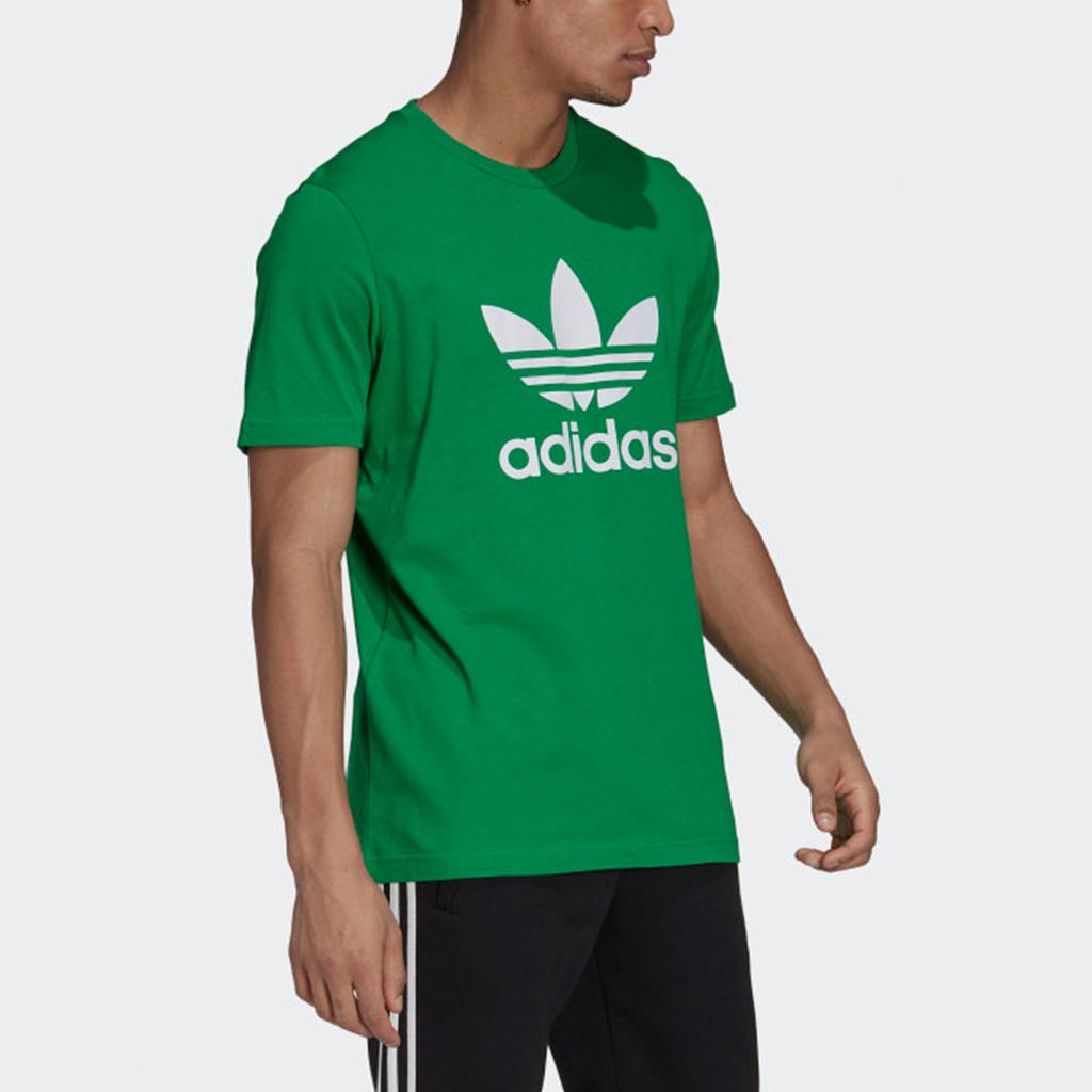 Adidas Originals Adicolor Classics Trefoil Logo Print Sports Short Sleeve T-Shirt Men Tops Green H06639