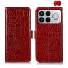 Crocodile Texture Top Layer Cowhide Leather Phone Case For Redmi K100 Pro Max/Poco F9 Ultra 5G, RFID Card Slot Kickstand Wallet Protective Cover