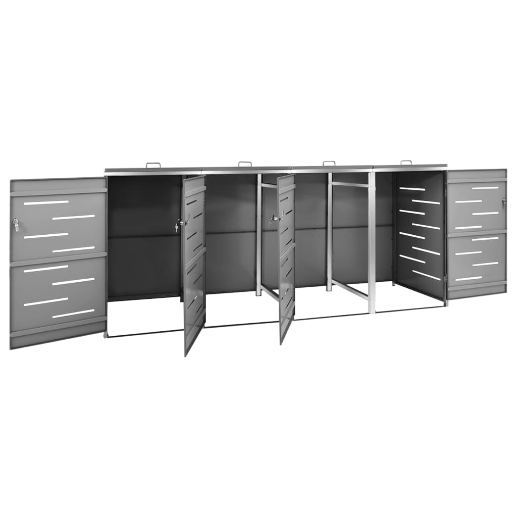 Vidaxl Osłona Na 4 Kosze Na Śmieci, 276,5X77,5X112,5 Cm, Stalowa