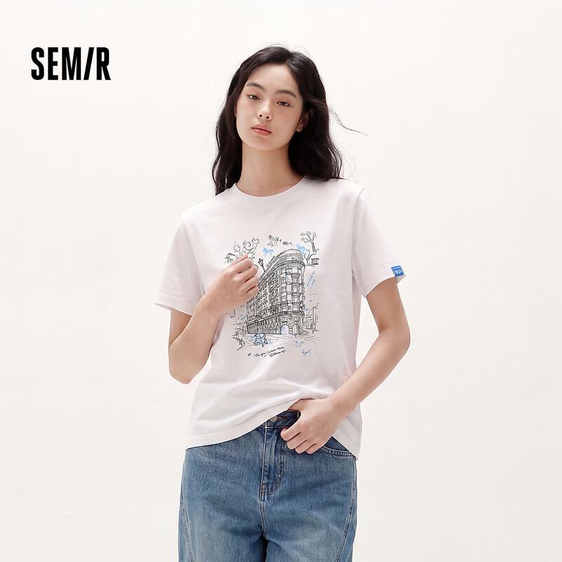 Женская летняя футболка Semir с графическим принтом, спущенным плечом, свободного кроя