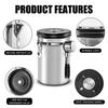 Boîte à Café - 1.8L - Acier Inoxydable - Facile à Nettoyer - Design Contemporain