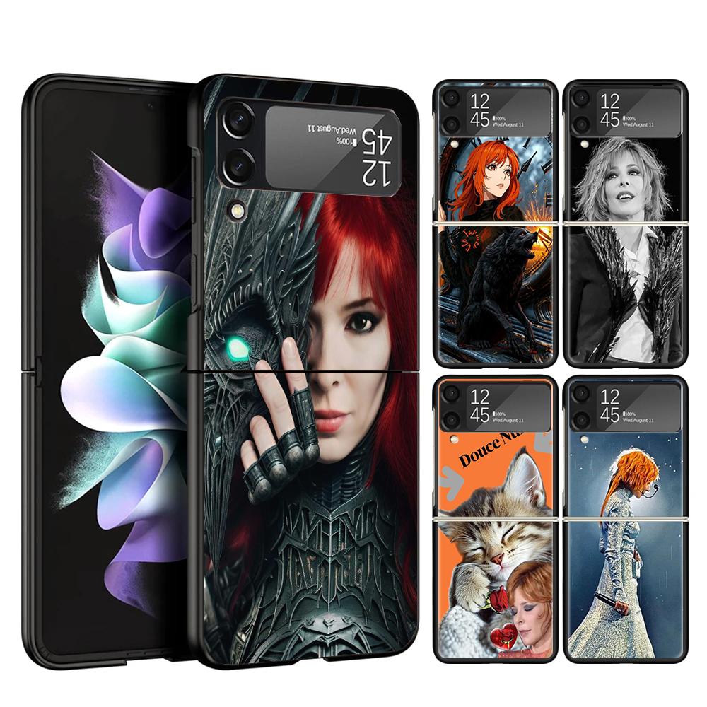 Чехол для телефона Mylene Farmer для Samsung Galaxy Z Flip 7 6 5 4 3 5G Flip7 Flip6 Flip5 Flip4 Flip3 Черный Fundas Shell