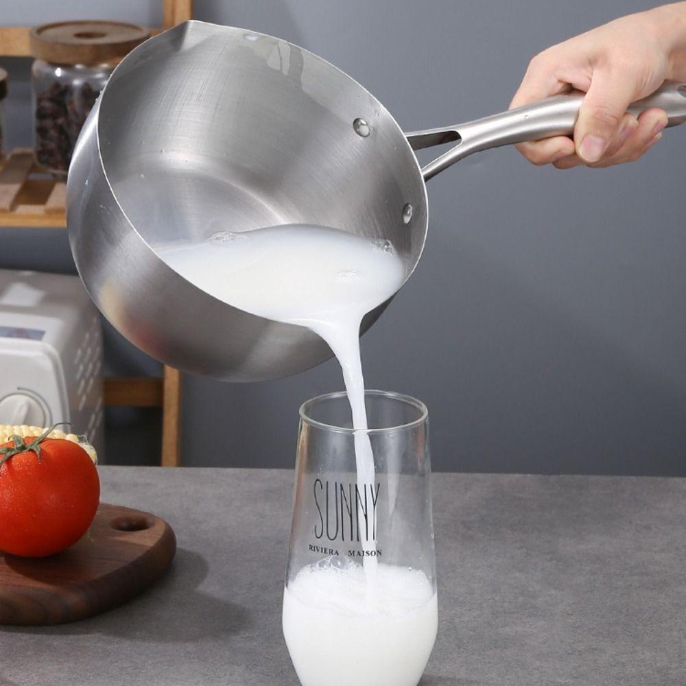 Flat Bottom Milk Pot No Coating Stew Pot Universal Stainless Steel Saucepan Induction Cook-top
