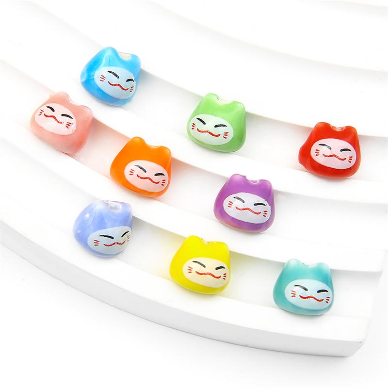 5/10 шт. 10x9 мм ручная роспись керамические бусины Lucky Cats цветочная глазурь фарфоровые бусины-разделители для изготовления ювелирных изделий DIY подвески браслет ожерелье ремесла