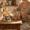Thicken Windmill Coasters Decorative Two-Tone Color Wood Trivets with Storage Rack Phone Holder Pot Holders Dining Table