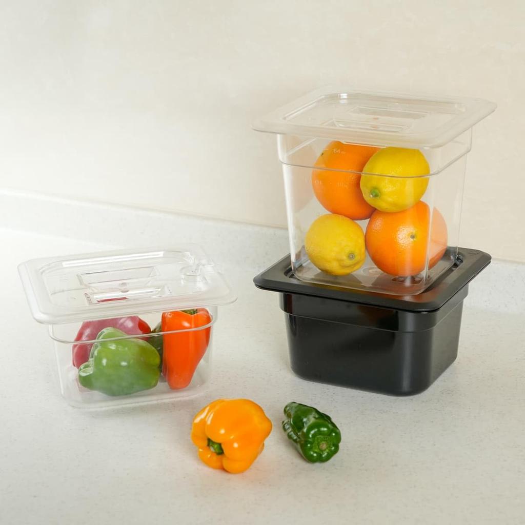 Thunder Group пищевая кастрюля глубиной 100 мм, набор из 4 л, можно мыть в посудомоечной машине, изготовлена из прочного поликарбоната, коммерческий прозрачный 1/2 PLPA8124L-4S