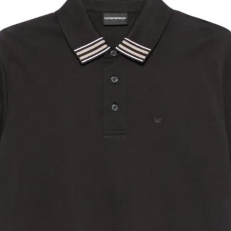 Emporio Armani Мужская однотонная футболка-поло SS25 Черная EM0008-54AF1-2955
