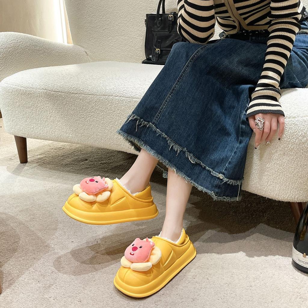 Non-slip Dormitory Warm Bag Head Cotton Slippers Beaver Cute Girl Heart Home Cotton Slippers 2025 Autumn and Winter New