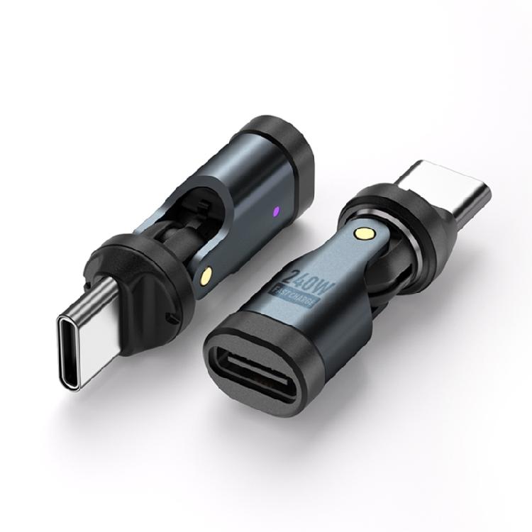 Компактный USB C адаптер с углом 540°, быстрой зарядкой 240 Вт и передачей данных 480 Мбит/с, удлинитель-конвертер Type C