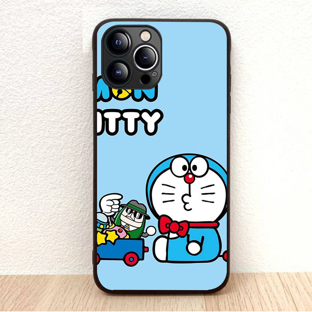BW-21 Doremon Soft Black Case for iPhone XR 14 15 11 12 13 6 7 8 X XS Pro Max Samsung S22 S23 S21 S24 FE Ultra S8 Plus
