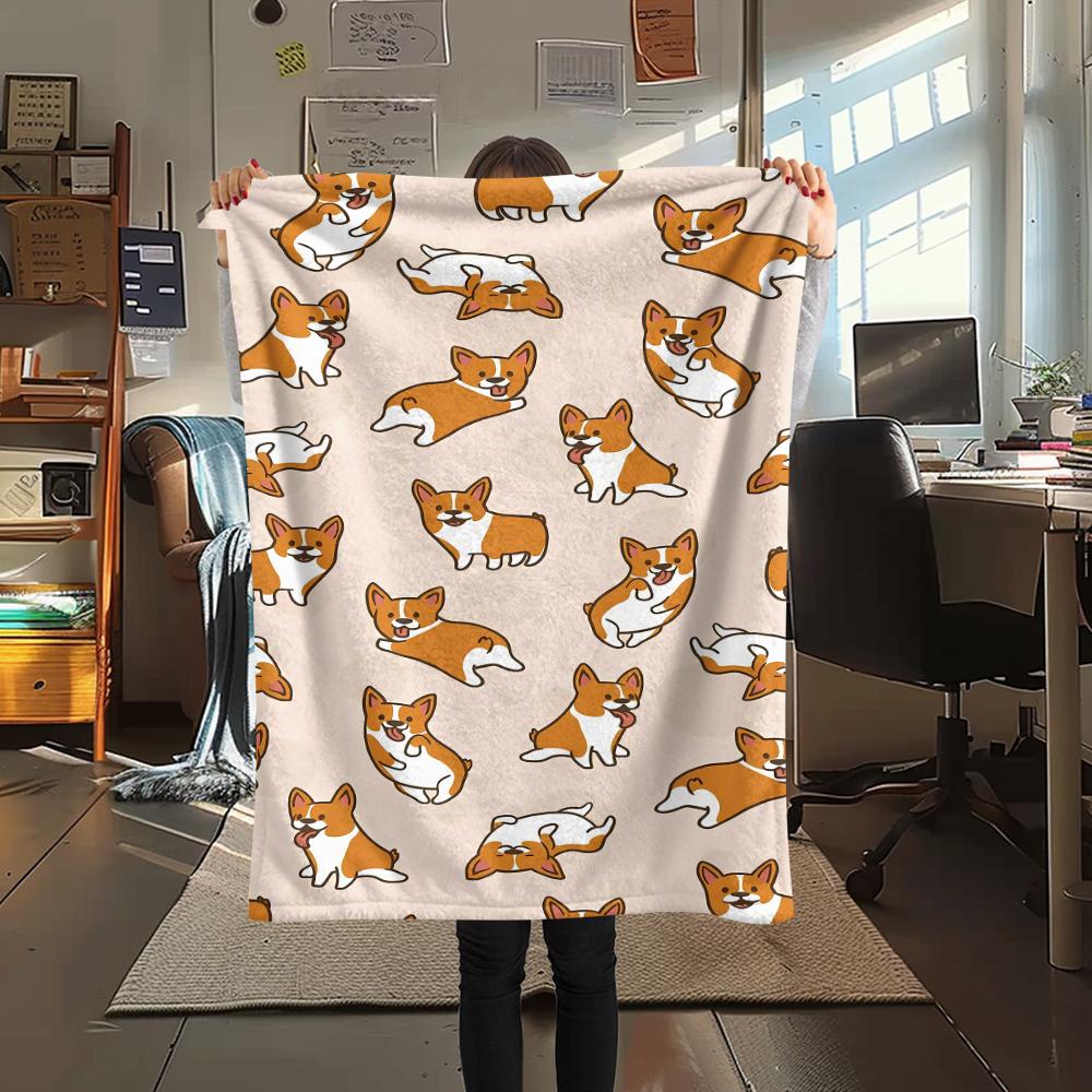 Cute puppy element Print Flannel Blanket,High quality Comfortable for All Seasons,Home Decor,Warmth and Comfort,Perfect for Christmas Gifts